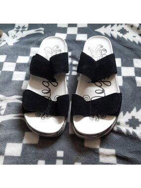 Alegria Heritage Sport Black Suede Strappy Platform Sandals Size EU 41 US 10